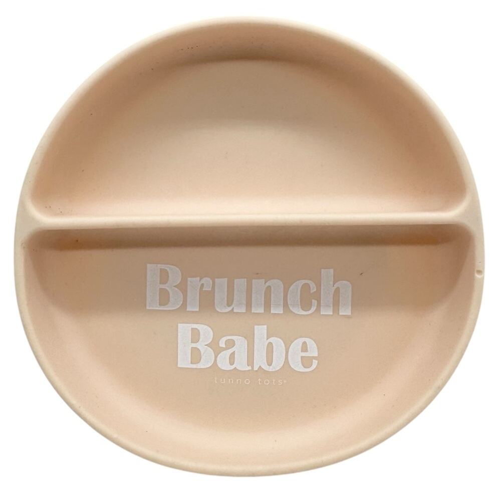 Bella Tunno Peach Divided Suction‎ Plate BRUNCH BABE